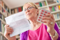 Woman reading a medicines information leaflet