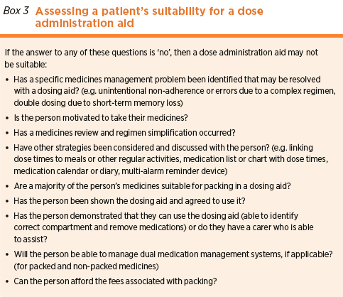 Avoiding problems with dose administration aids