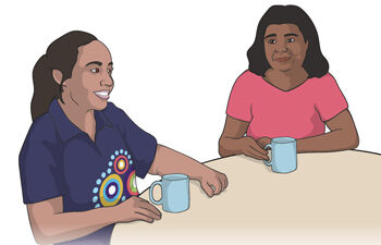 Woman yarning with Aboriginal health worker_350x255