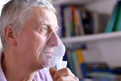 Man wearing a breathing mask